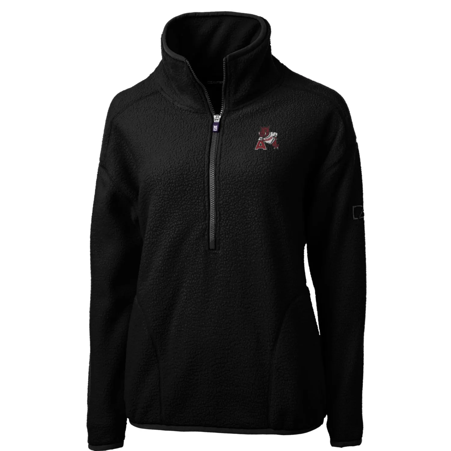 Women's Cutter & Buck Black Arkansas Razorbacks Cascade Eco Sherpa Fleece Half-Zip Pullover Jacket