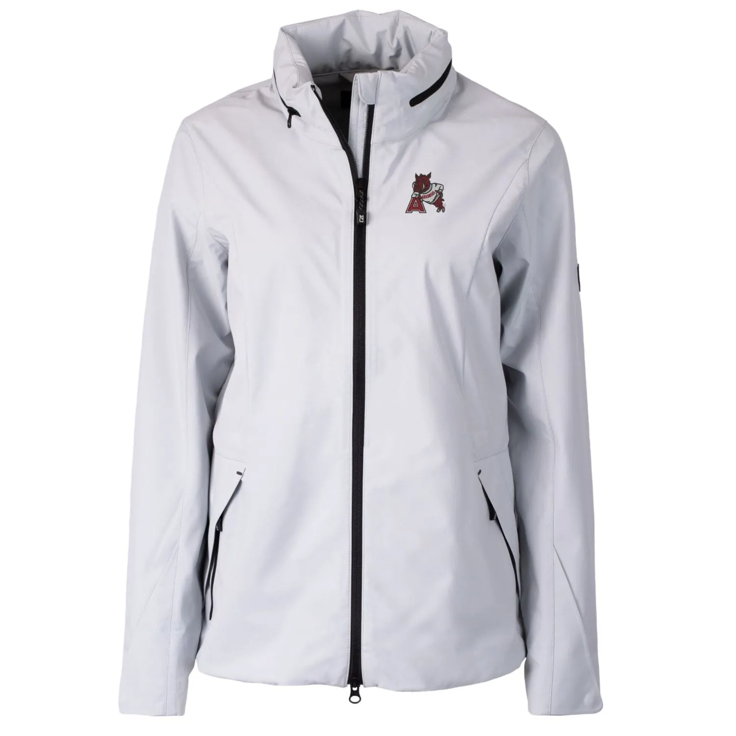 Women's Cutter & Buck Gray Arkansas Razorbacks Vault Vapor Water Repellent Stretch Full-Zip Rain Jacket