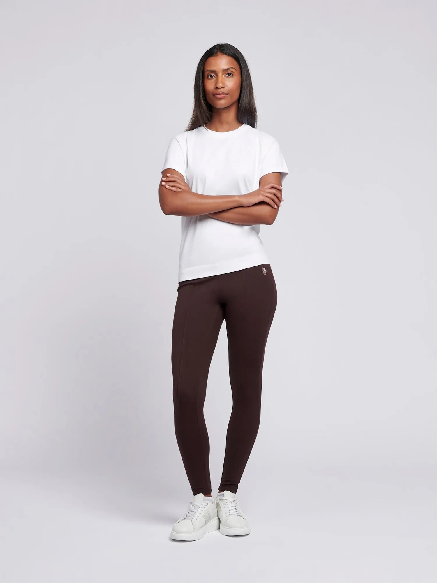 Womens Elasticated Waistband Leggings in Chocolate Plum