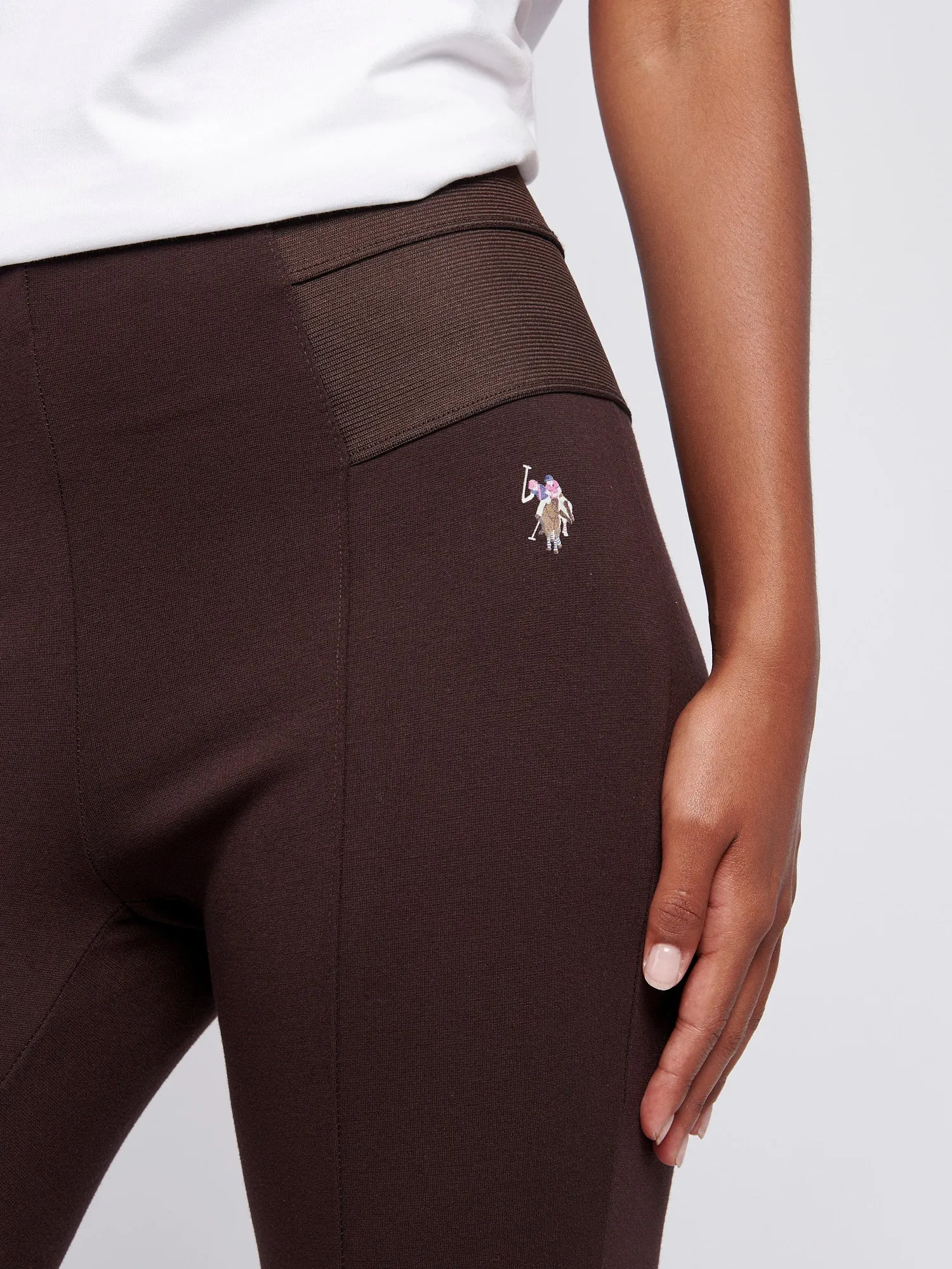 Womens Elasticated Waistband Leggings in Chocolate Plum