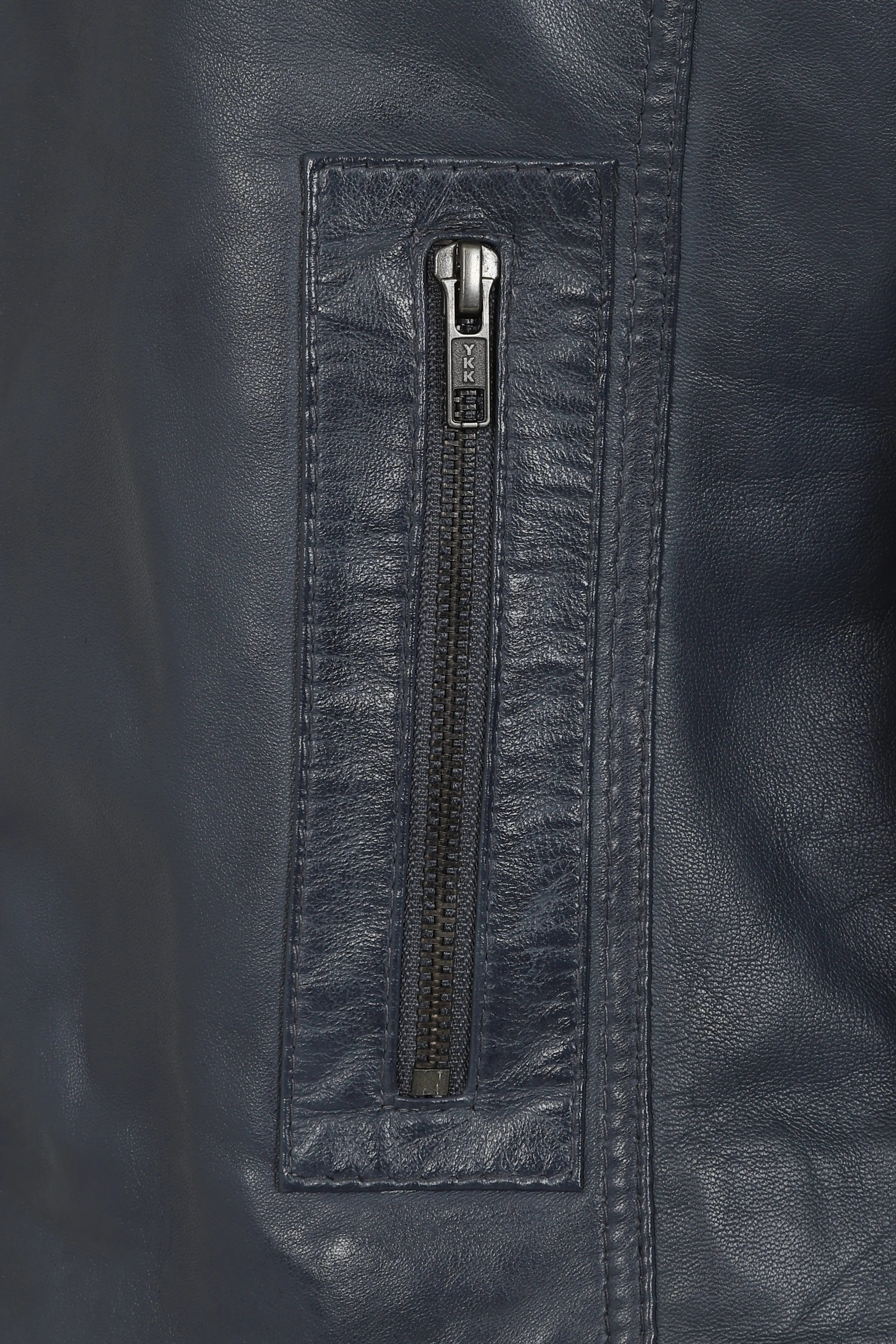 Women's Navy 'Sky' Blue Leather Biker Jacket with Plenty of Style and Nicely Fitted - 'CHLOE'