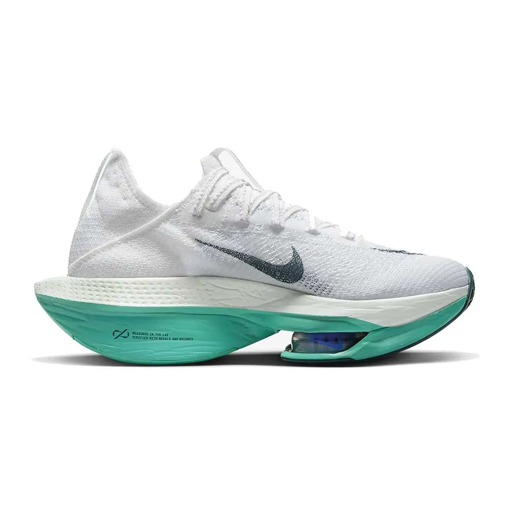 Women's Nike Alphafly 2 Running Shoe - White / Clear Jade / Light Ultramarine / Deep Jungle - Regular (B)