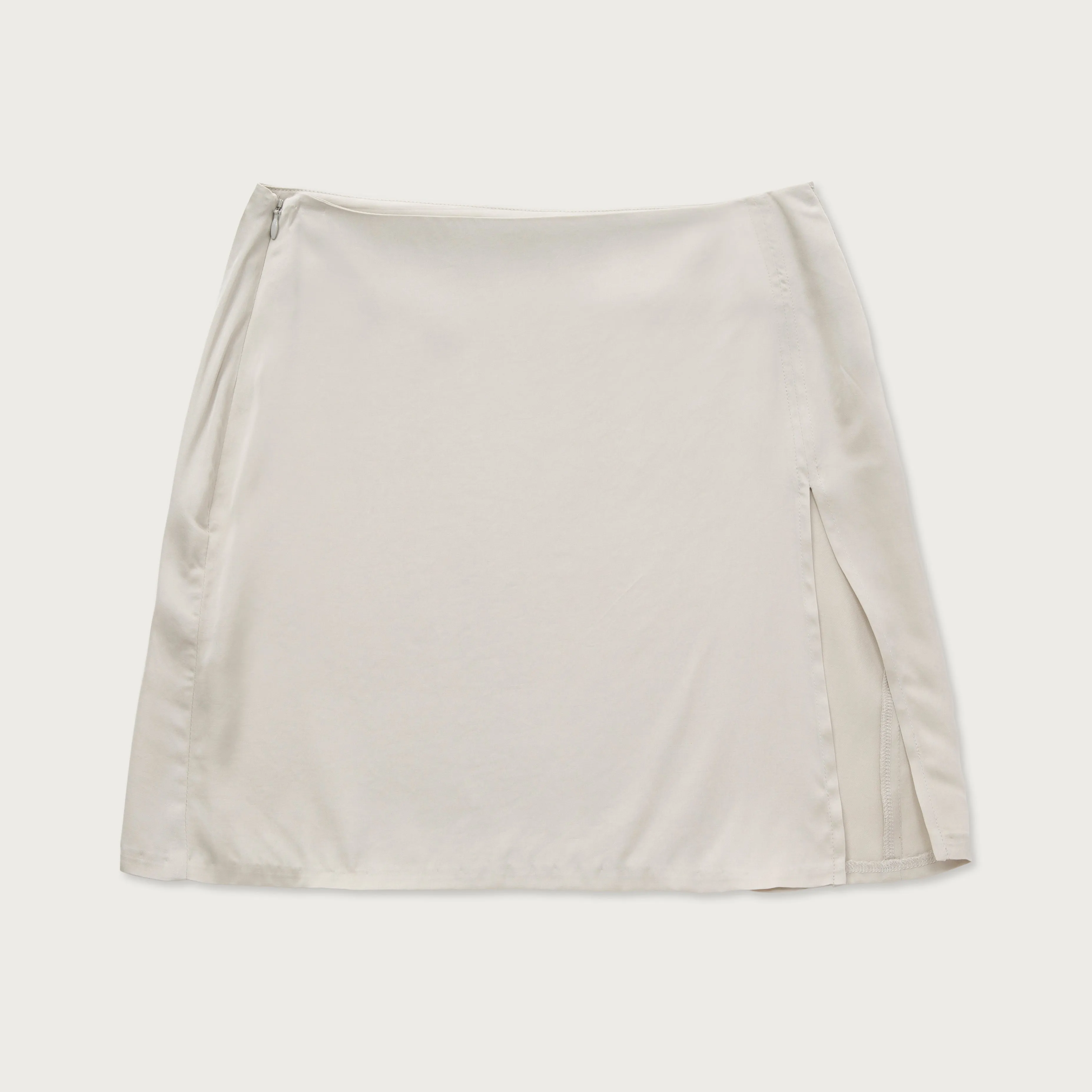 Womens Satin Skirt - Cream