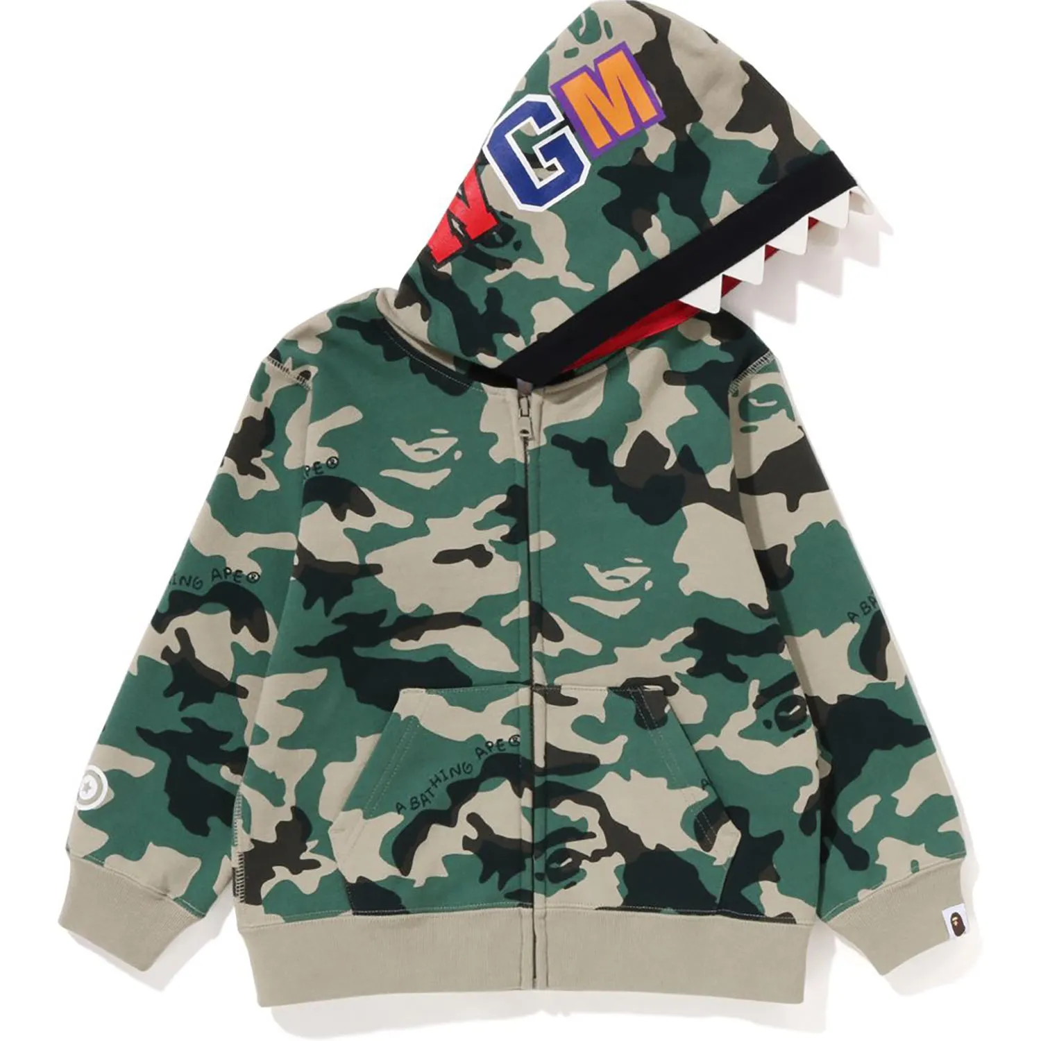 WOODLAND CAMO SHARK ZIP HOODIE KIDS