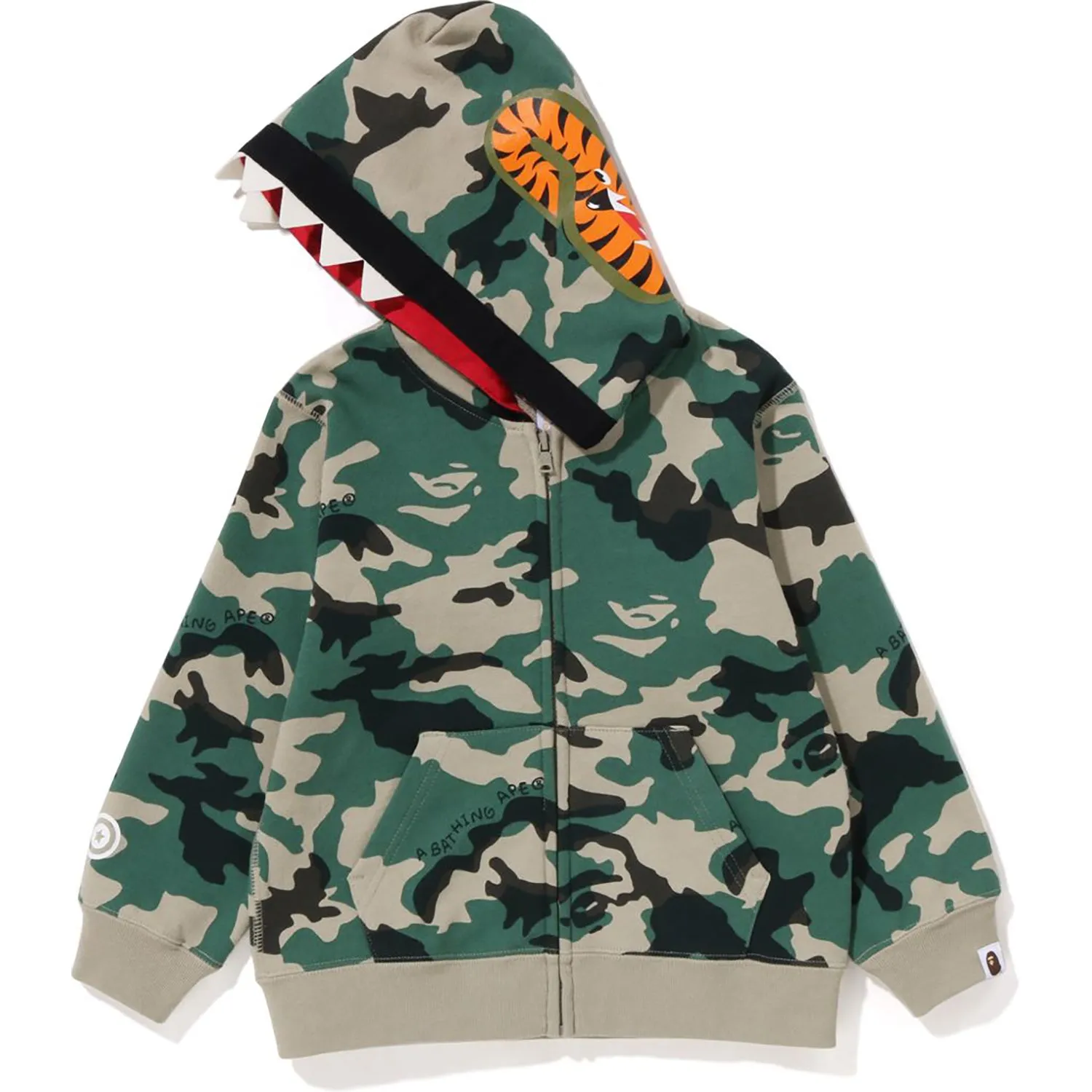 WOODLAND CAMO SHARK ZIP HOODIE KIDS