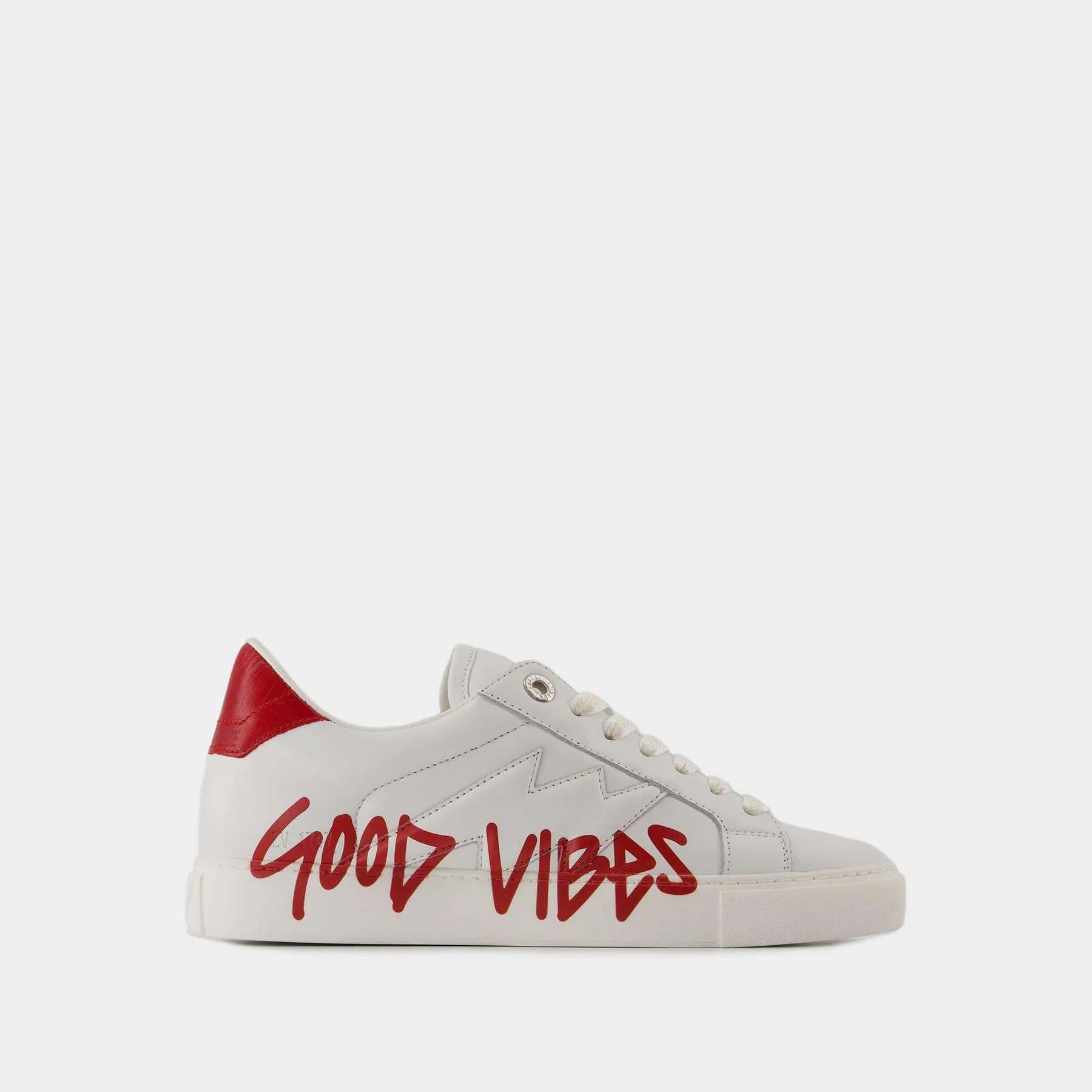 Zadig & Voltaire  La Flash Good Vibes Sneakers - Zadig & Voltaire - Leather - White