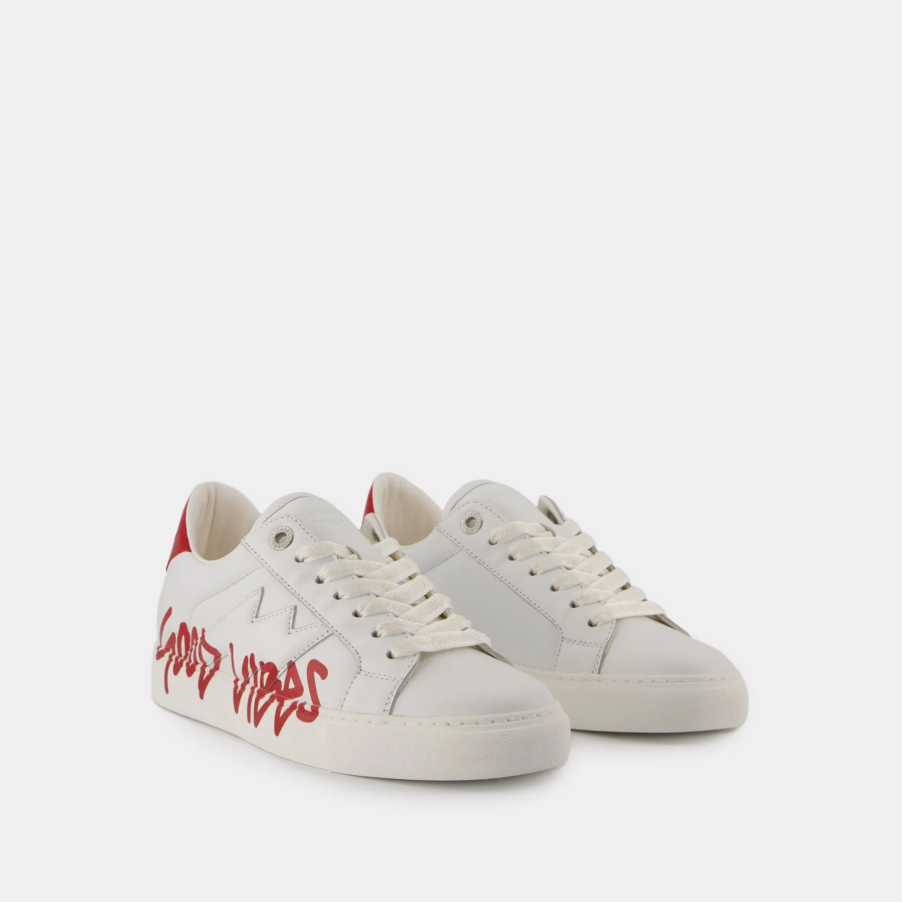 Zadig & Voltaire  La Flash Good Vibes Sneakers - Zadig & Voltaire - Leather - White