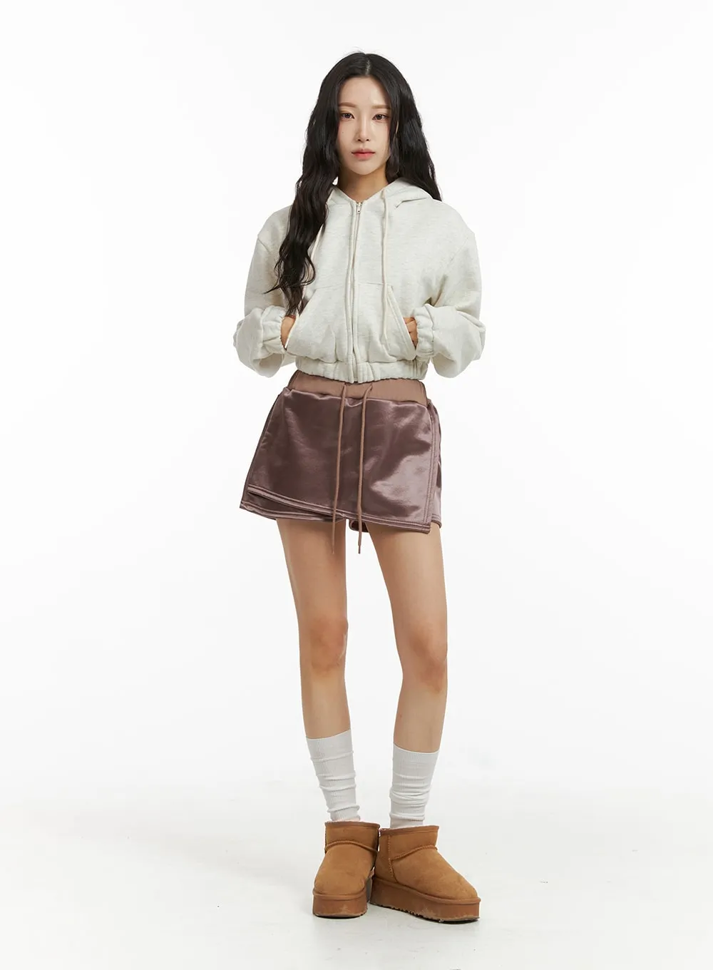 Zip-Up Crop Hoodie Jacket CJ409