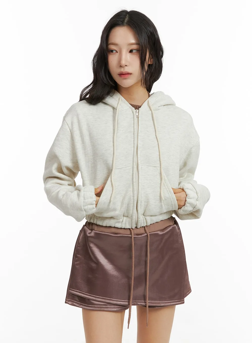 Zip-Up Crop Hoodie Jacket CJ409